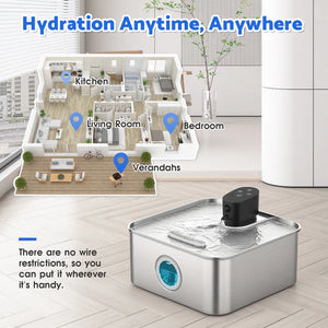 7L Wireless pet Water Fountain Stainless Steel