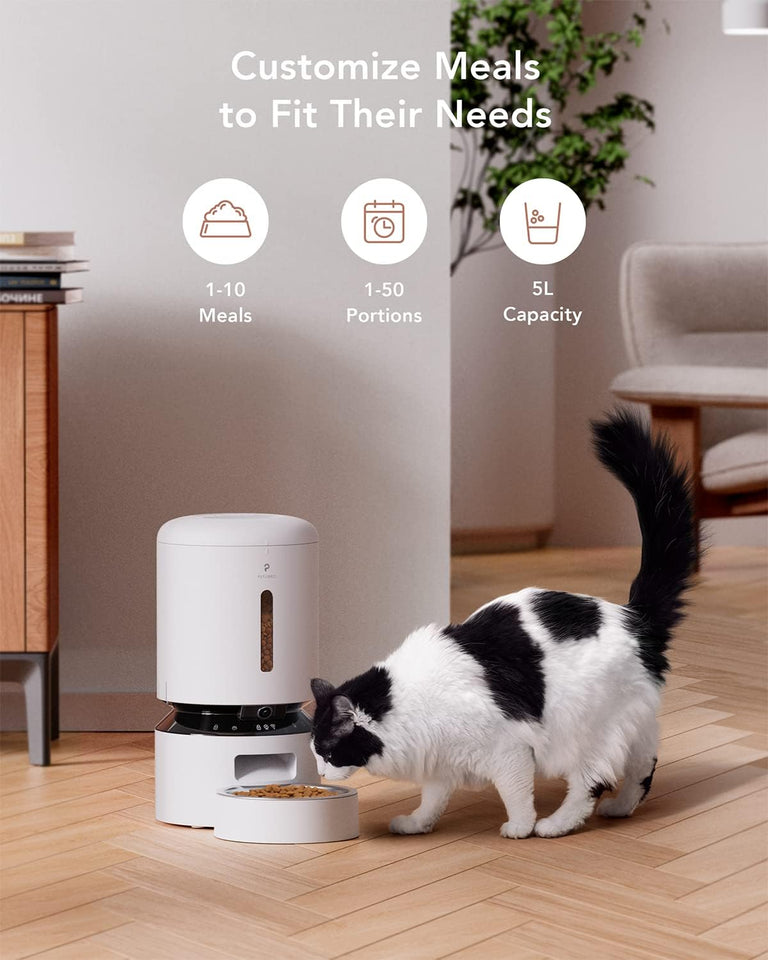 5G WiFi Cat Feeder with Camera, 2-Way Audio, Low Food & Blockage Sensor