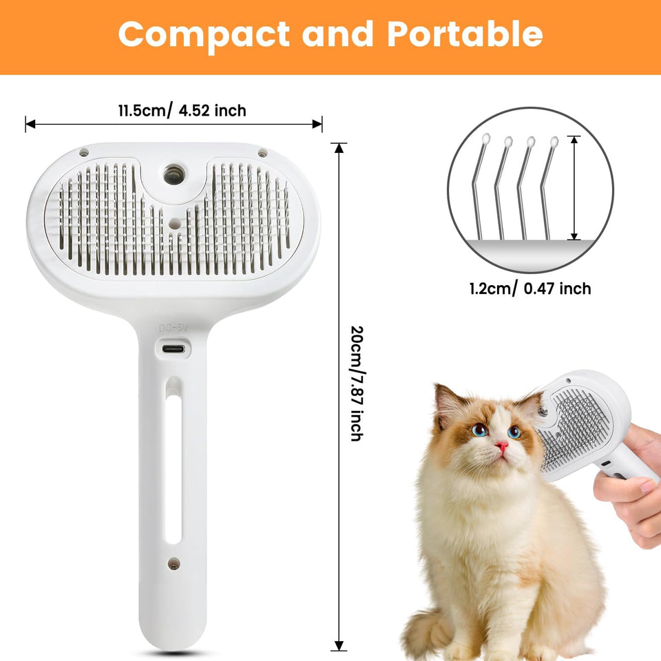 Steam Brush for Shedding, Steamy Cat Brush for Long & Short Haired Cats & Dogs