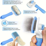 Self-Cleaning Pet Grooming Brush for Dogs & Cats – Slicker Brush with One Touch Hair Release Button