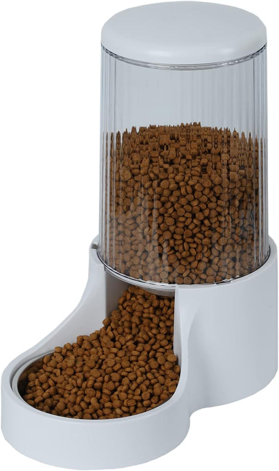 Automatic Cat Feeder - 3.8L Large Gravity Cat Food Dispenser with Detachable Top Lid, Visible Bottle and Stainless Steel Bowl for Dog and Pet