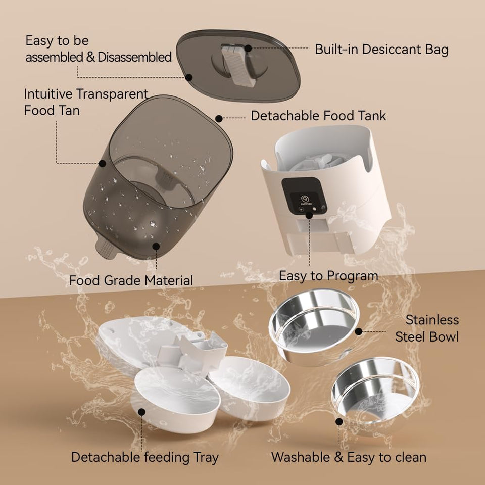 Smart WiFi Pet Feeder – 6L Automatic Dog/Cat Dispenser with Double Bowl, Meal Scheduling, App Control & Voice Meal Call