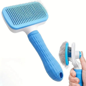 Self-Cleaning Pet Grooming Brush for Dogs & Cats – Slicker Brush with One Touch Hair Release Button