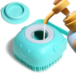 Dog Bath Brush, Pet Massage Brush Shampoo Dispenser
