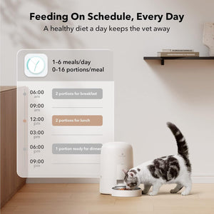 Automatic Cat Feeders, Cat Food Dispenser with Stainless Steel Bowl, Timed Cat Feeder, Programmable Portion Size Control 6 Meals Per Day, 2L for...