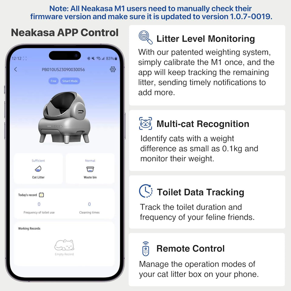 M1 Open-Top Self Cleaning Cat Litter Box, Automatic Cat Litter tray with APP Control, Odor-Free Waste Disposal