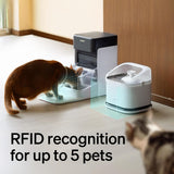 Bundle of RFID Smart App Cat Water Fountain 2.4G Wi-Fi, 101oz/3L Fountain with Collar Tag+Upgraded RFID Automatic Cat Feeder, 5G Wi-Fi Pet