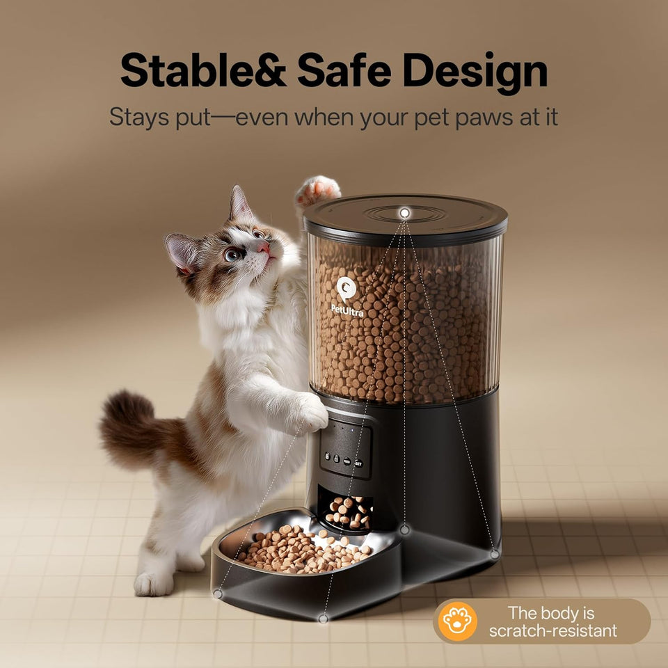 Automatic Cat Feeder WiFi- 5Ghz Cat Food Dispenser with APP Remote Control- Auto Pet Feeder for Small Dog Indoor