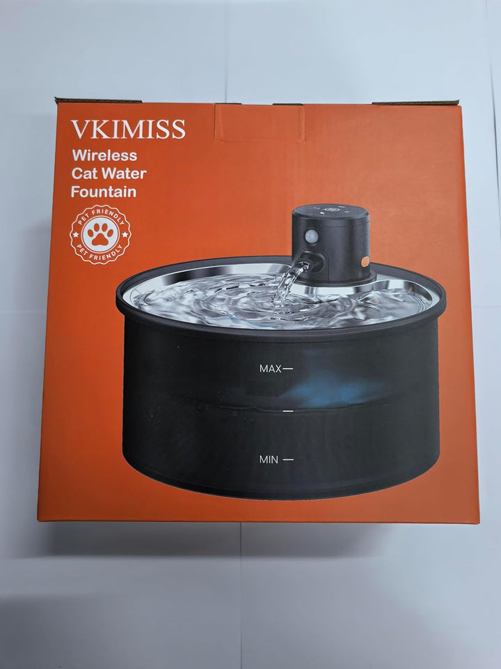 Cat Water Fountain Cordless: Battery Operated Cat Fountain - 108oz/3.2L Automatic Pet Water Dispense