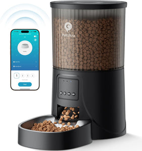 Automatic Cat Feeder WiFi- 5Ghz Cat Food Dispenser with APP Remote Control- Auto Pet Feeder for Small Dog Indoor