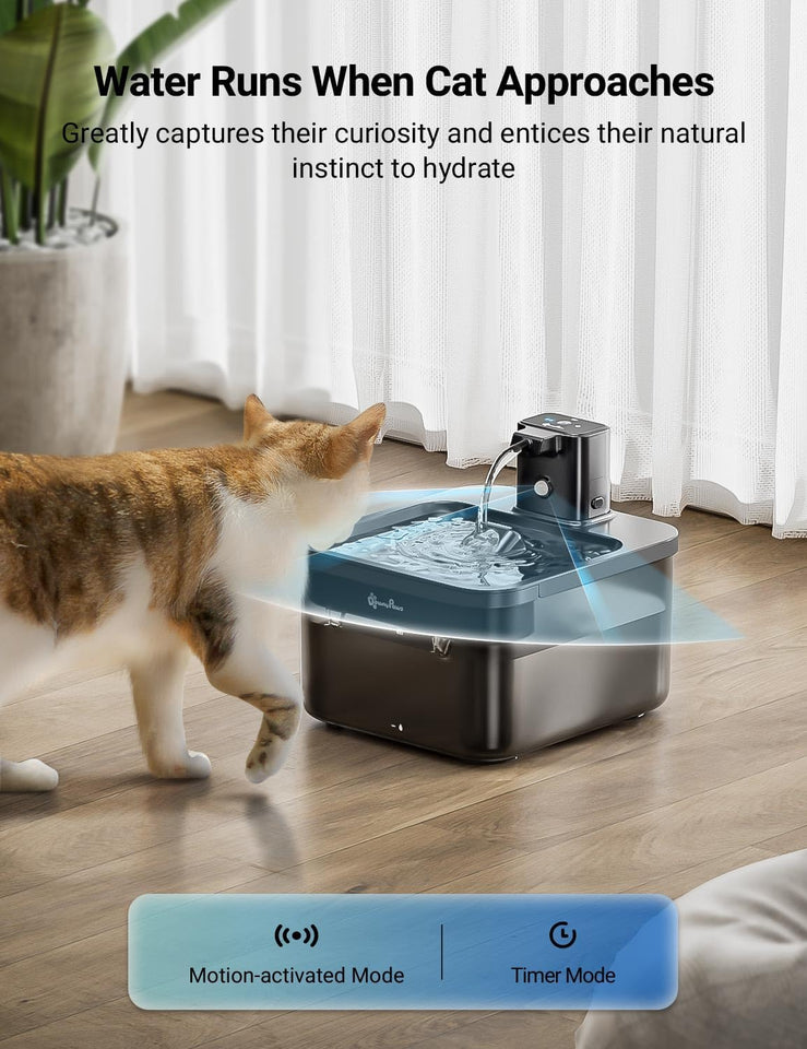 Pet Water Fountains for Cats and dogs Indoor, Battery Operated Drinking Fountain with Motion
