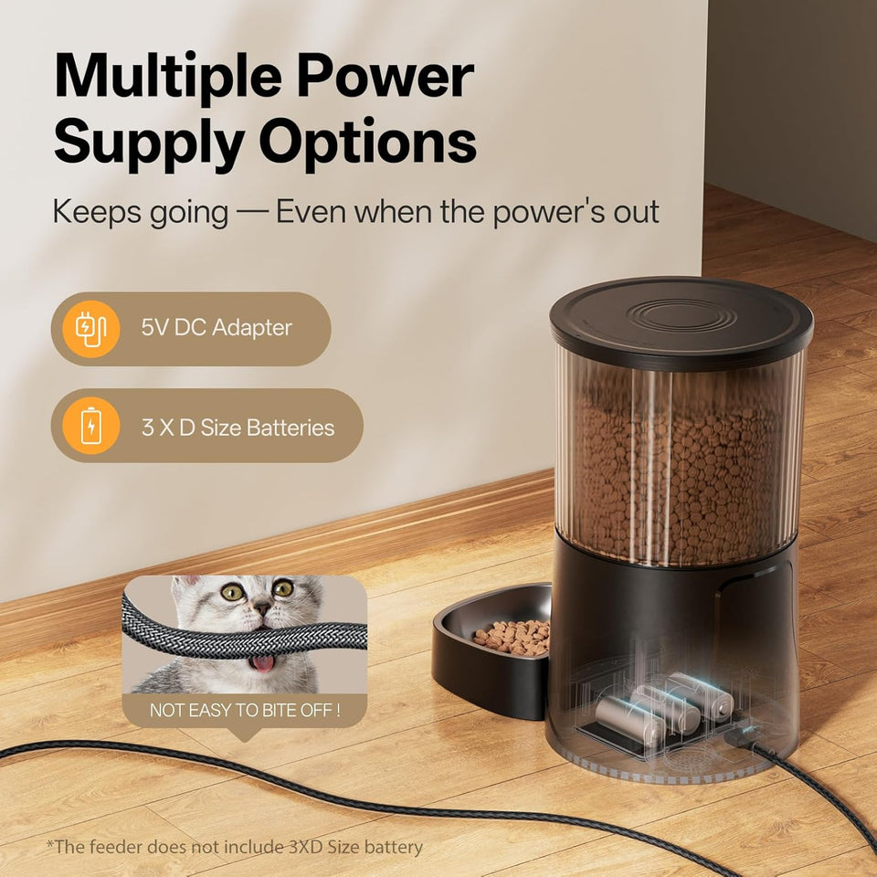 Automatic Cat Feeder WiFi- 5Ghz Cat Food Dispenser with APP Remote Control- Auto Pet Feeder for Small Dog Indoor