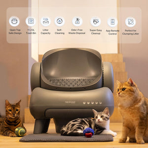 M1 Open-Top Self Cleaning Cat Litter Box, Automatic Cat Litter tray with APP Control, Odor-Free Waste Disposal
