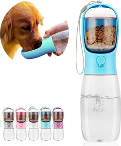 Dog water bottle,Portable pet water bottle with Drinking and Feeding Function