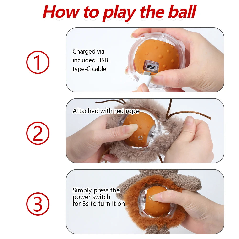 Sports Activated Interactive Cat Toy Indoor Cat with Automatic Moving Ball Toy Spinning Ball and Light Electric Cat Mouse Toys