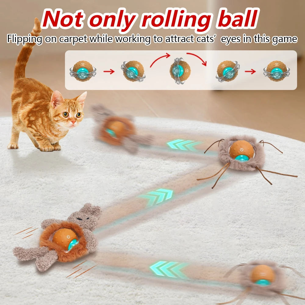 Sports Activated Interactive Cat Toy Indoor Cat with Automatic Moving Ball Toy Spinning Ball and Light Electric Cat Mouse Toys