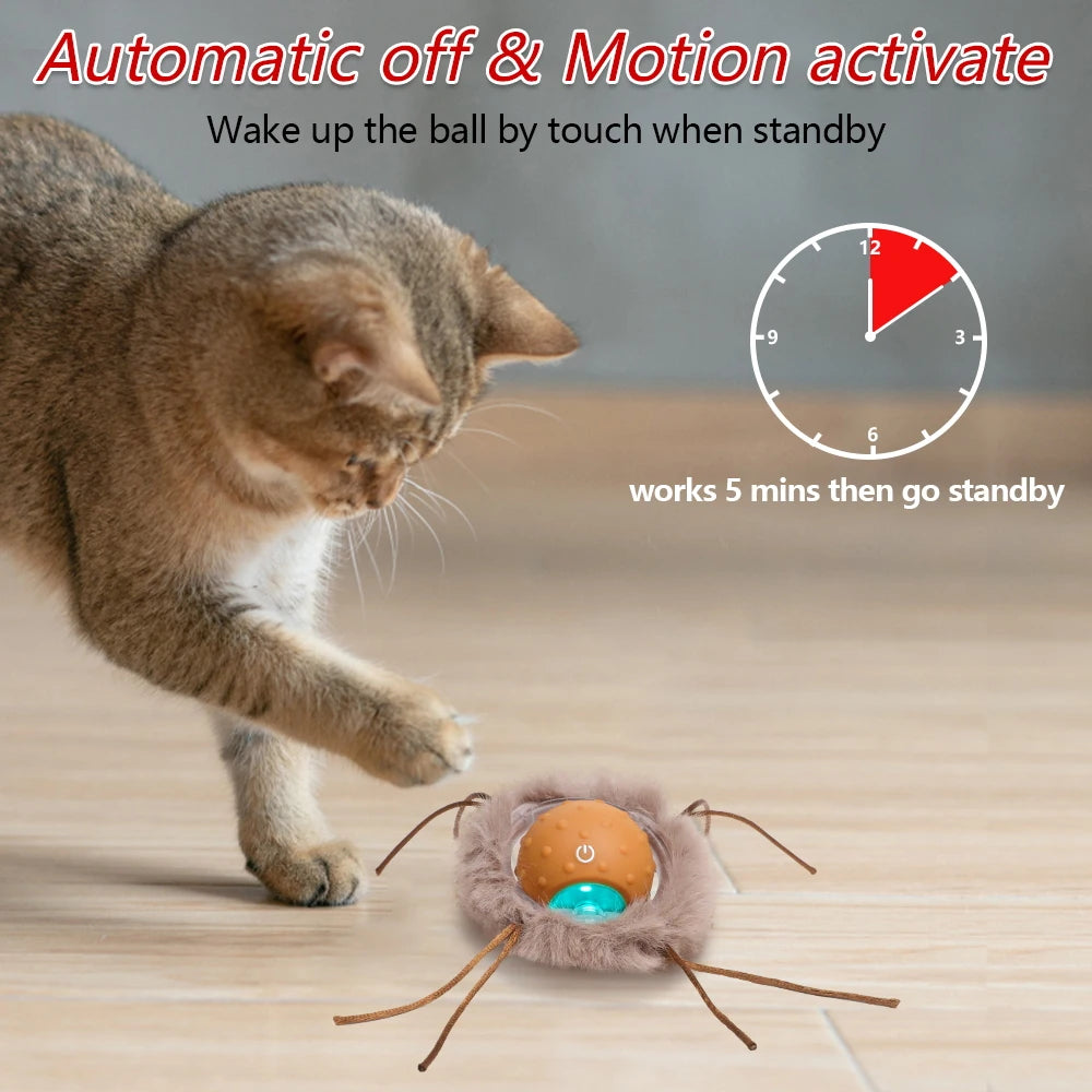 Sports Activated Interactive Cat Toy Indoor Cat with Automatic Moving Ball Toy Spinning Ball and Light Electric Cat Mouse Toys