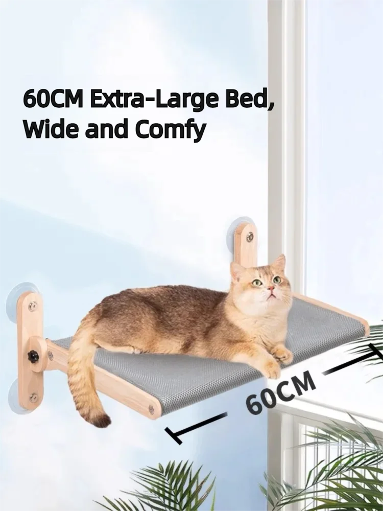 Cat Window Hammock with Strong Suction Cups, Ø85mm – Removable Fabrics, Holds up to 20KG