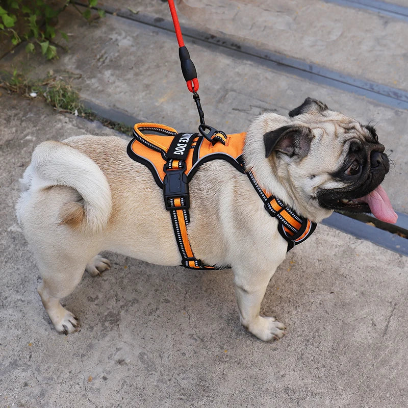 Nylon Dog Harness Vest Reflective Dog Harness Personalized Breathable Adjustable Pet Harness Leash For Small Medium Large Dogs