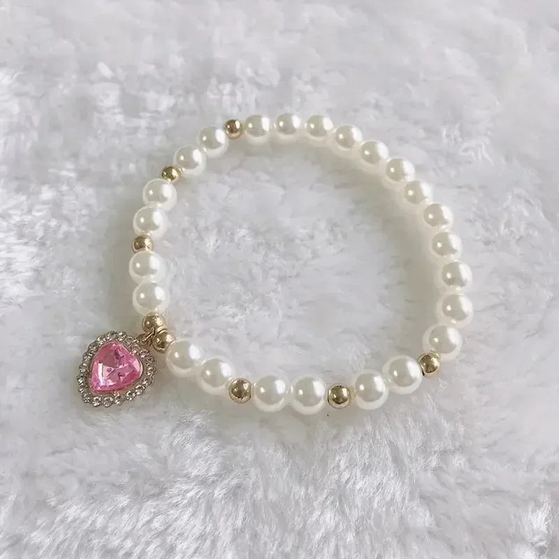 Fashion Pet Heart Pendant Necklace Adjustable Collar Fake Pearls for Dogs Cats Stylish and Comfortable Accessories Pet Supplies