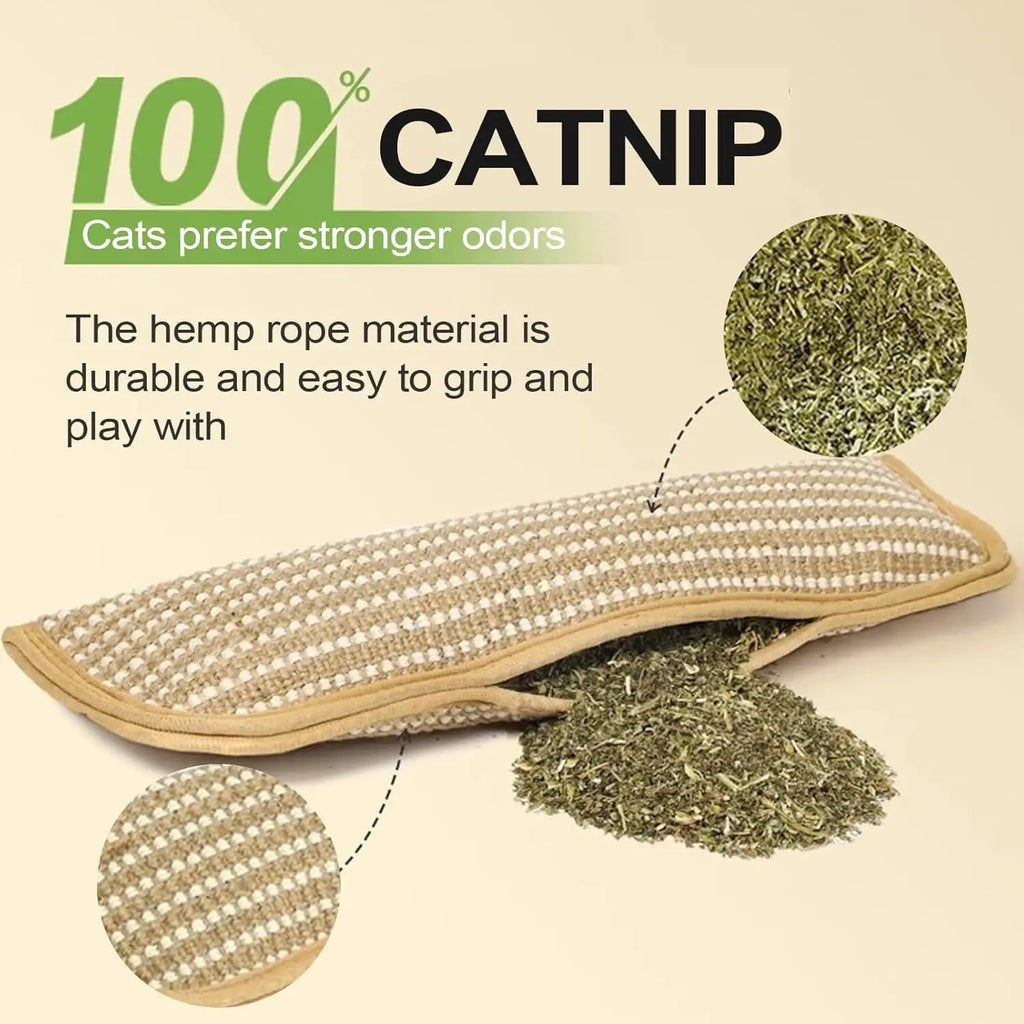 1pc Catnip Infused Cat Toy, Scratching Pad with Play Pillow, Attracts Cats To Scratch & Play, Durable Linen Mat for Kittens