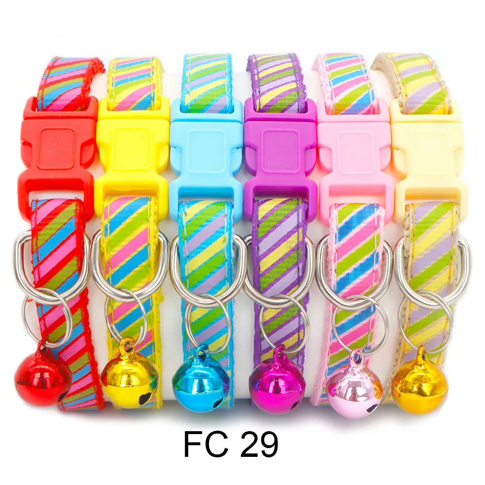 12 Pcs Wholesale Collars for Cat Collar With Bell Adjustable Necklace Cat Puppy Kitten Collar Dropshipping Pet Cats Collar Perro