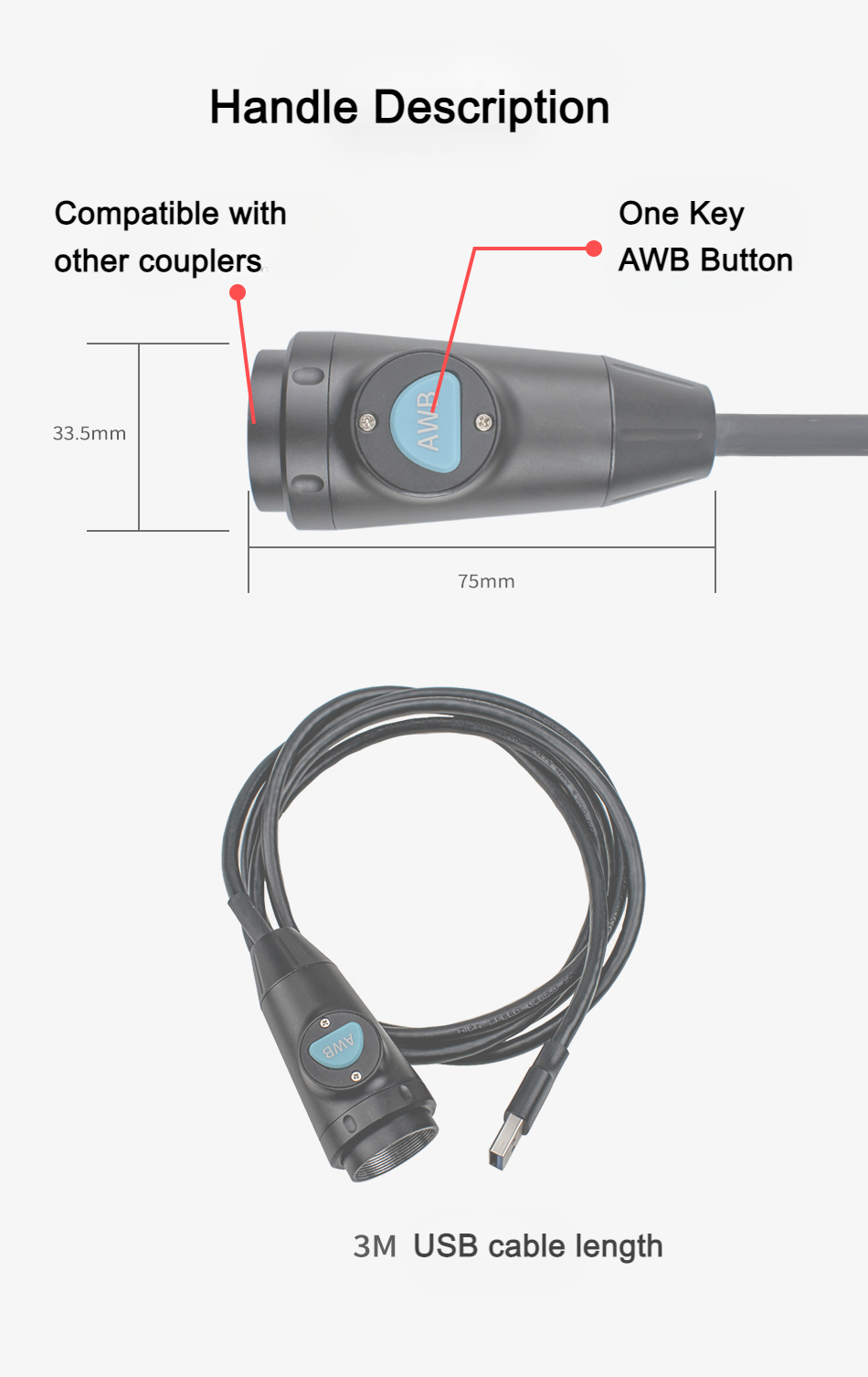 Medical USB Endoscope Camera Full HD 1080P For ENT/Oral/Pet Inspection Or Surgery Teaching