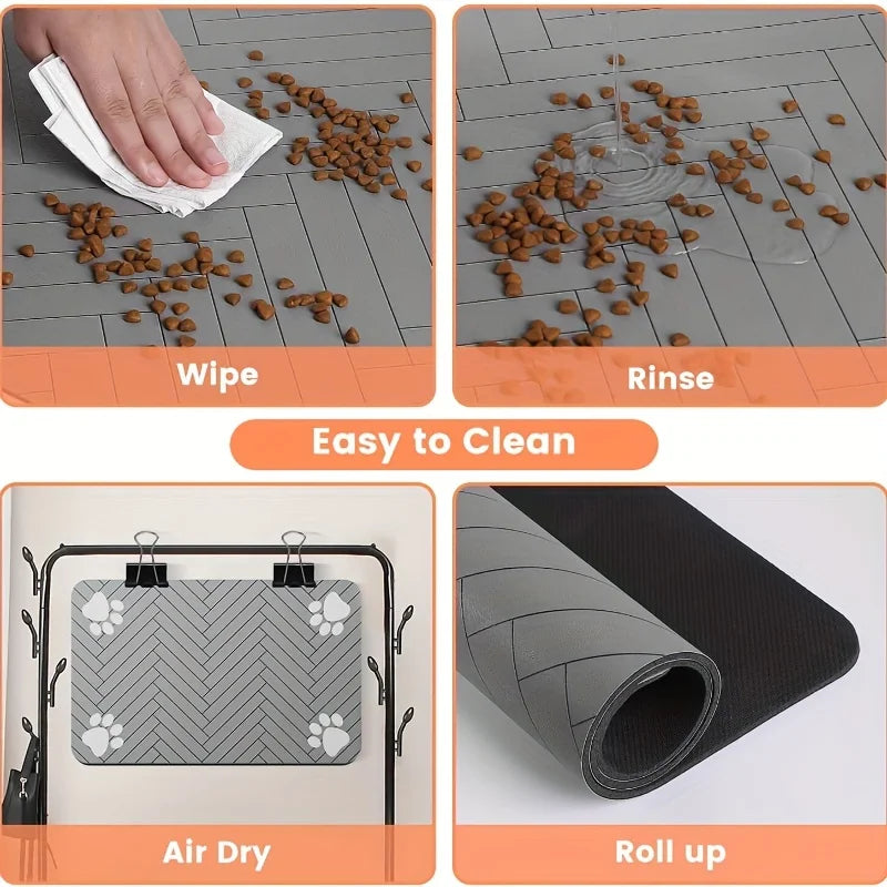 Waterproof Dog Food Mat – Heavy-Duty Non-Slip Feeding Tray with S/M Sizes for Messy Eaters, Durable Absorbent Diner Mat
