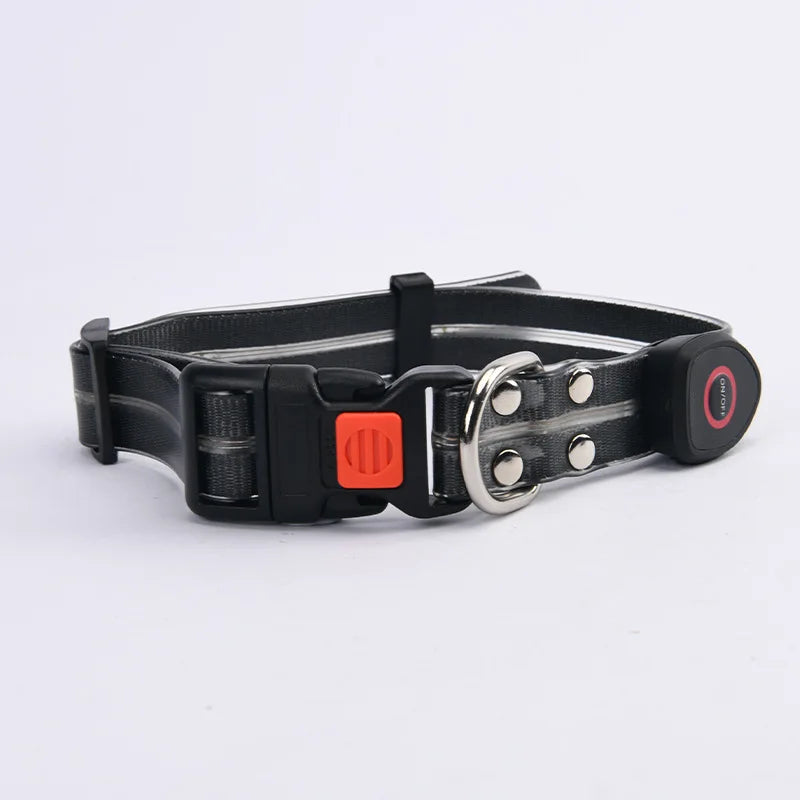 Pet light-up collar leash LED flashing collar USB charging dog walking pulling belt adjustable dog collar fashion pet supplies