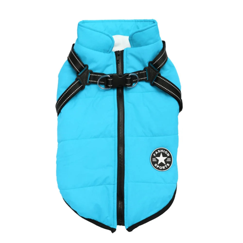 Waterproof Dog Jacket Vest with Reflective Harness Winter Pet Clothes for Small Medium Dogs Shiba Inu Doberman Outdoor Jackets