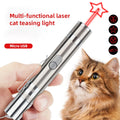 Cat Laser Toy USB Charging LED Light Pointer Rechargeable Torch UV Flashlight Pen 5 Patterns Laser Pen Cat Toys Cat Accessories