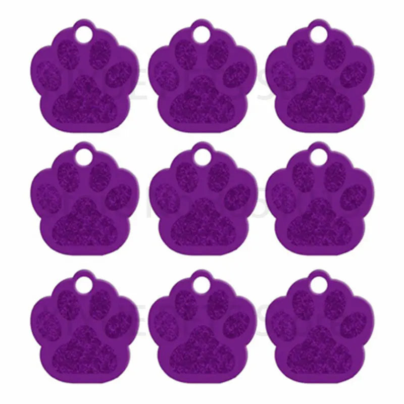 Wholesale 20Pcs PAW Shape 3D Exquisite Personalized Pet Dog ID Tags Custom Engraved Name Phone No. Cat For Dog  Pet Accessories