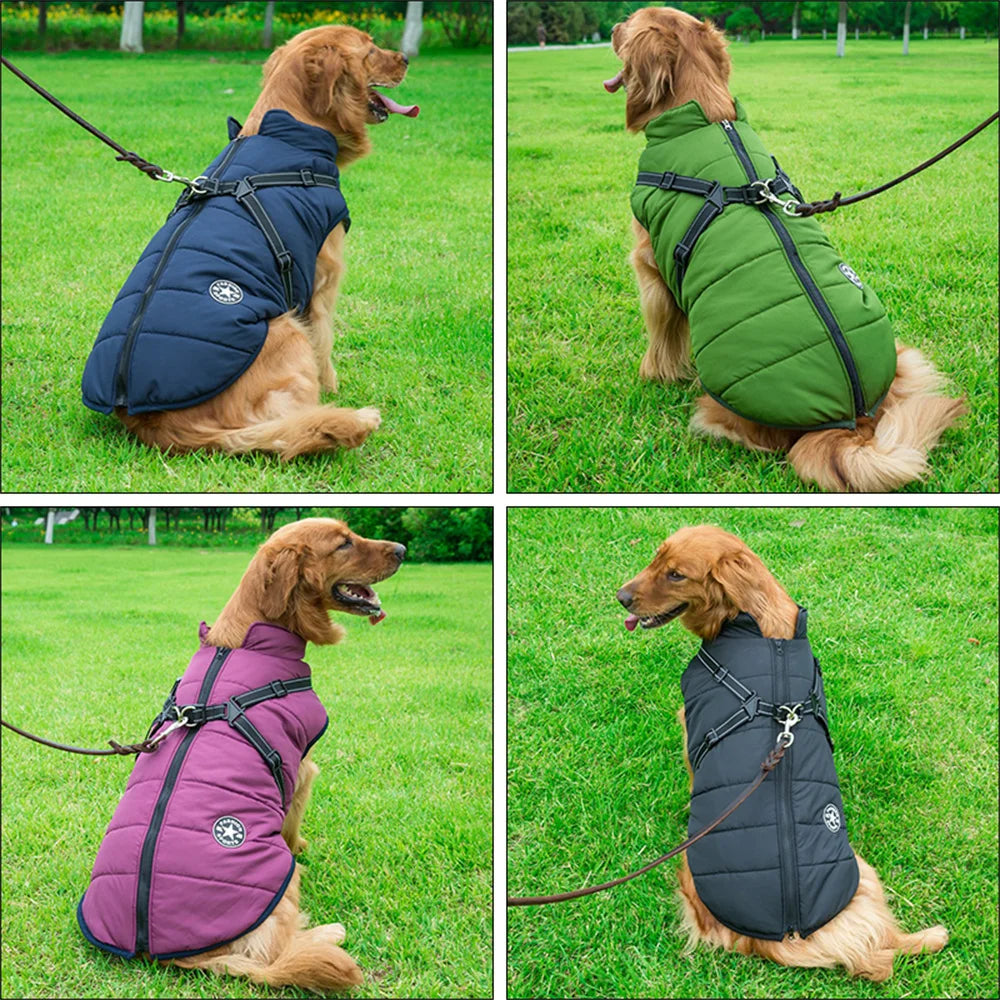 Waterproof Dog Jacket Vest with Reflective Harness Winter Pet Clothes for Small Medium Dogs Shiba Inu Doberman Outdoor Jackets
