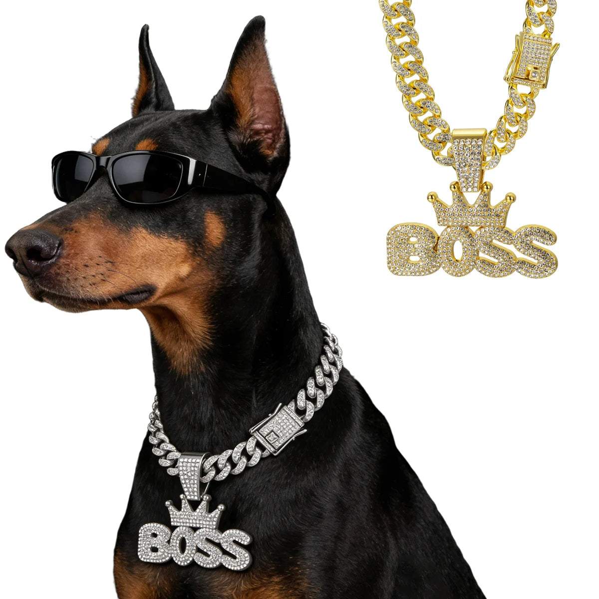 Cuban Dog Chain, Alloy Pet Dog Collar, Gold Necklace for Small to Large Dogs CEO BOSS Luxury Pendant Jewelry Accessory 2026 NEW