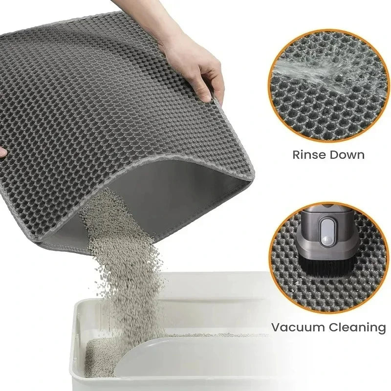 Cat Litter Mat 4 Size Large Honeycomb Double Layer Litter Trapping Non Slip Waterproof Urine Proof Cat Litter Box Kitten Beige