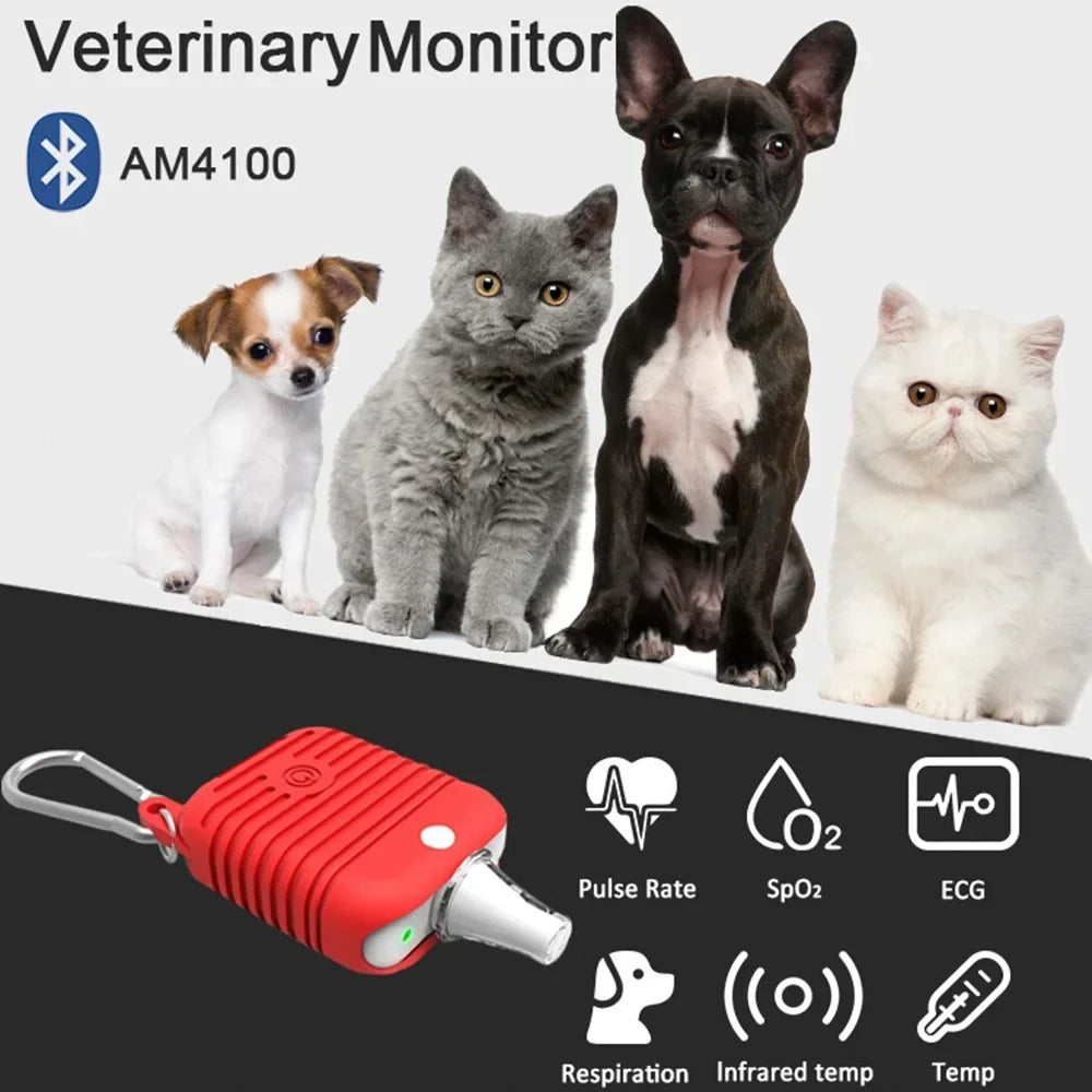 Multi-parameter Veterinary Monitor Bluetooth Smart Wear ECG Macine Pet SPO2 RESP TEMP PR  Monitor APP IOS Android