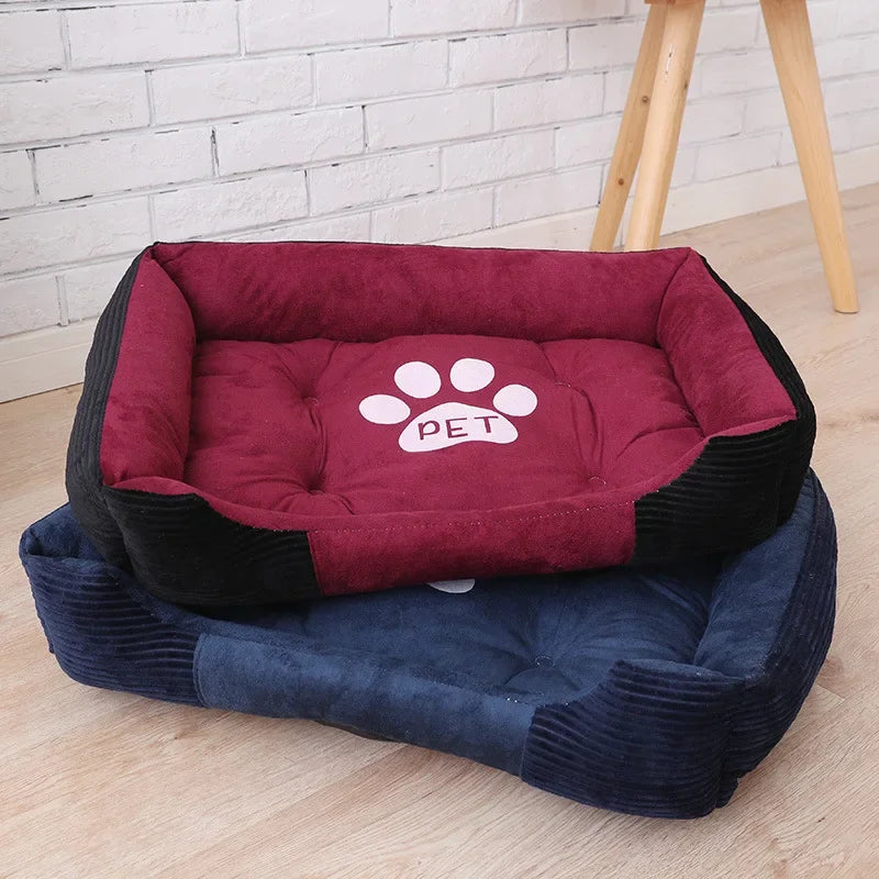 Fleece Dog Beds with Pillow Warm Bed for Small Large Dog Plus Size Waterproof Bottom Soft Pet Cat Bed Autumn Winter