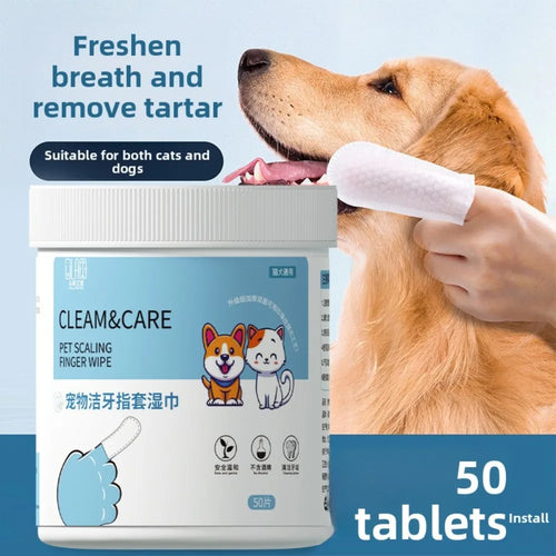 50Pcs/bottle Pet Finger Cover Toothbrush Cat Toothbrush Dog Bad Breath Teeth Cleaning Pet Toothpaste Cat Dog Toothbrush