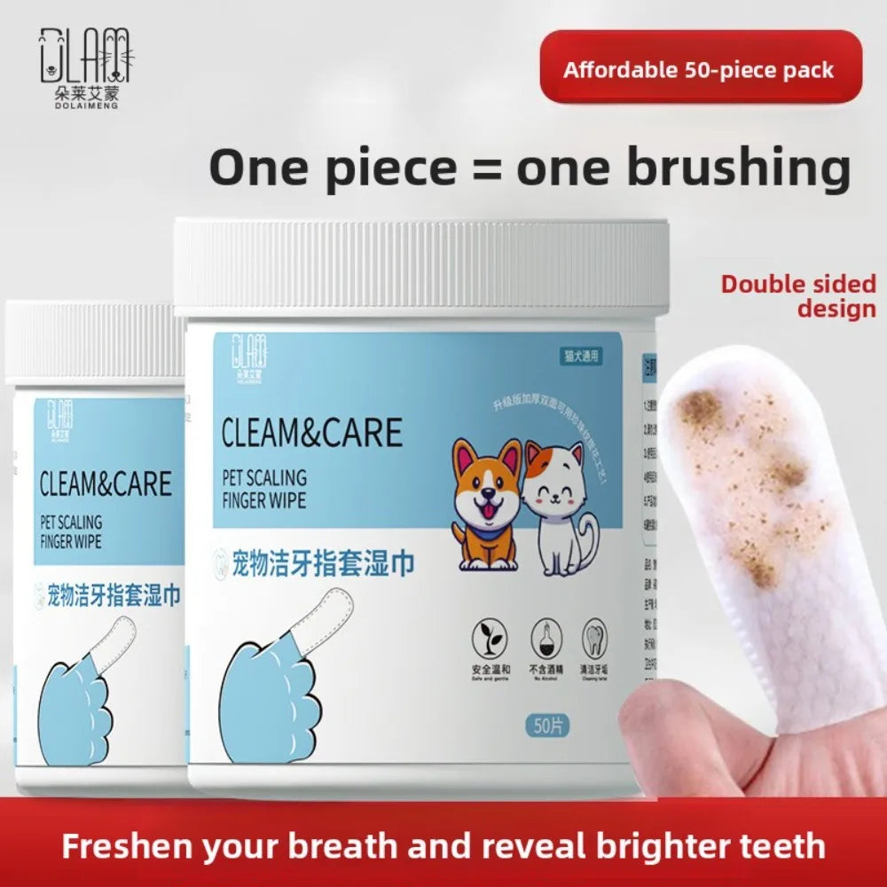 50Pcs/bottle Pet Finger Cover Toothbrush Cat Toothbrush Dog Bad Breath Teeth Cleaning Pet Toothpaste Cat Dog Toothbrush