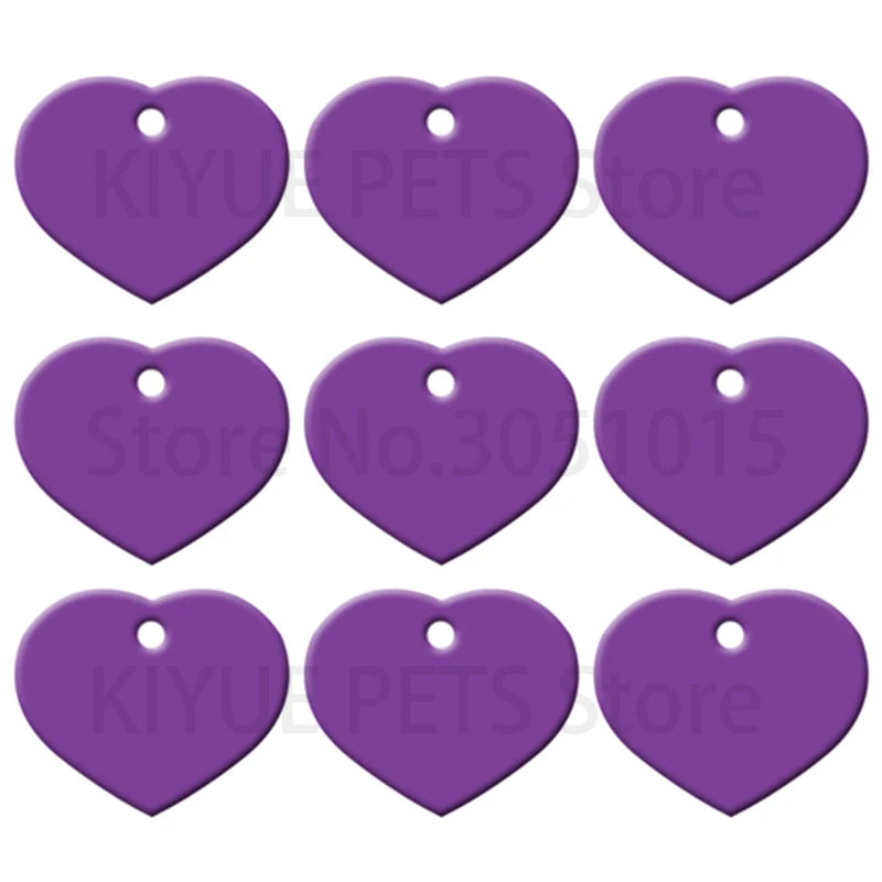 Wholesale 100Pcs Heart Dog Tag Pet ID tags customize Aluminum Anodizing Blank Name Tag Collar Charm Pendant Wedding Decoration