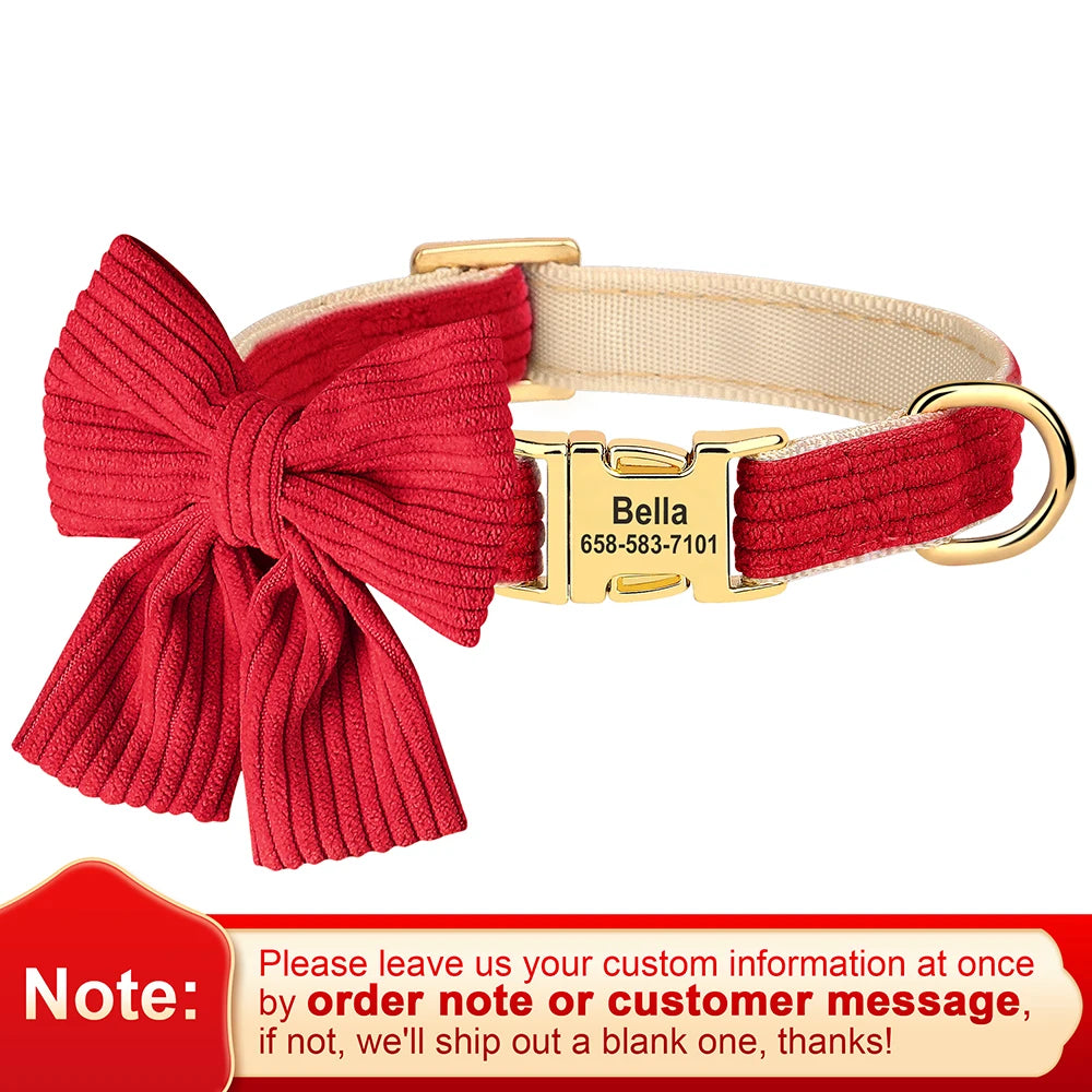 Personalized Dog Collar Big Bowtie Pet Dog ID Collars Free Engraving Cute Bowknot For Small Medium Dogs Cats Pet Accessories