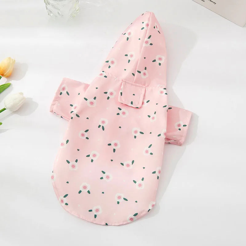 Dog Raincoat with Hat Waterproof Dog Short Sleeve Summer Outdoor Coat for Bichon Schnauzer and Other Small Dogs