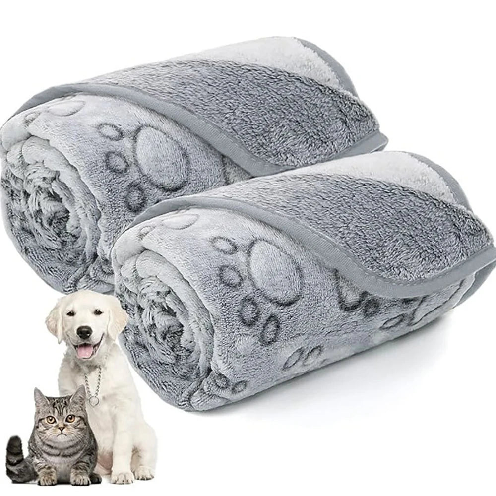 Soft Fluffy Cat Dog Blanket Pet Calming Blanket Warm Comfort Washable Small Quilt Cartoon Pattern Puppy kitty Sleeping Mat