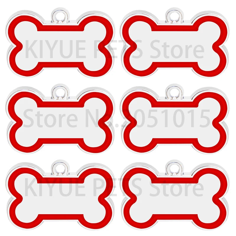 Wholesale 100Pcs 10 Colorful Cute Engraved ID Dog Tag Bone DIY Dog Id Tags For Dog Cat Personalized Collars Pet Accessories
