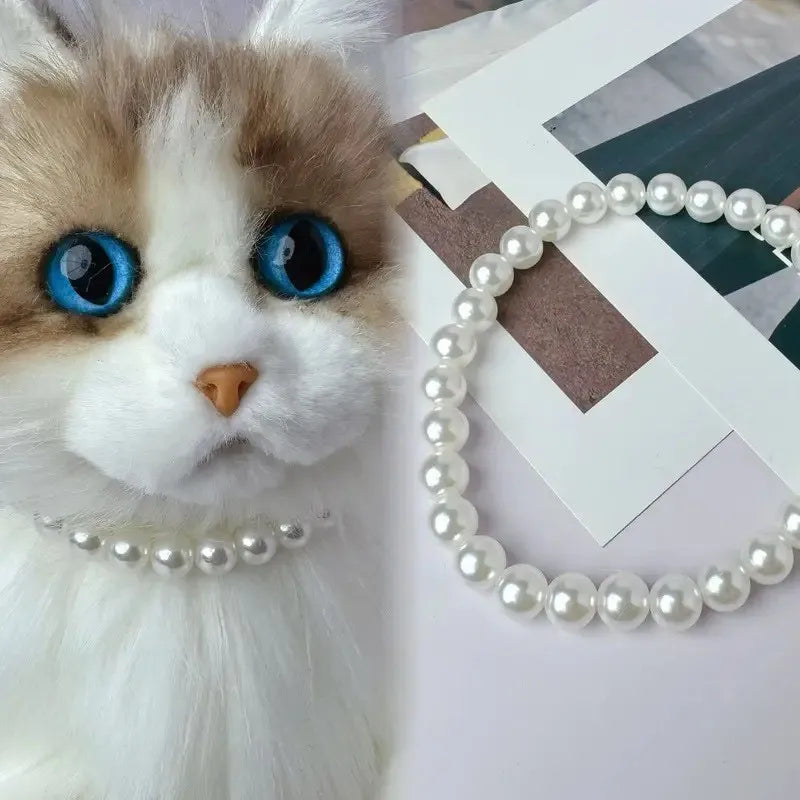 Fashion Pet Heart Pendant Necklace Adjustable Collar Fake Pearls for Dogs Cats Stylish and Comfortable Accessories Pet Supplies