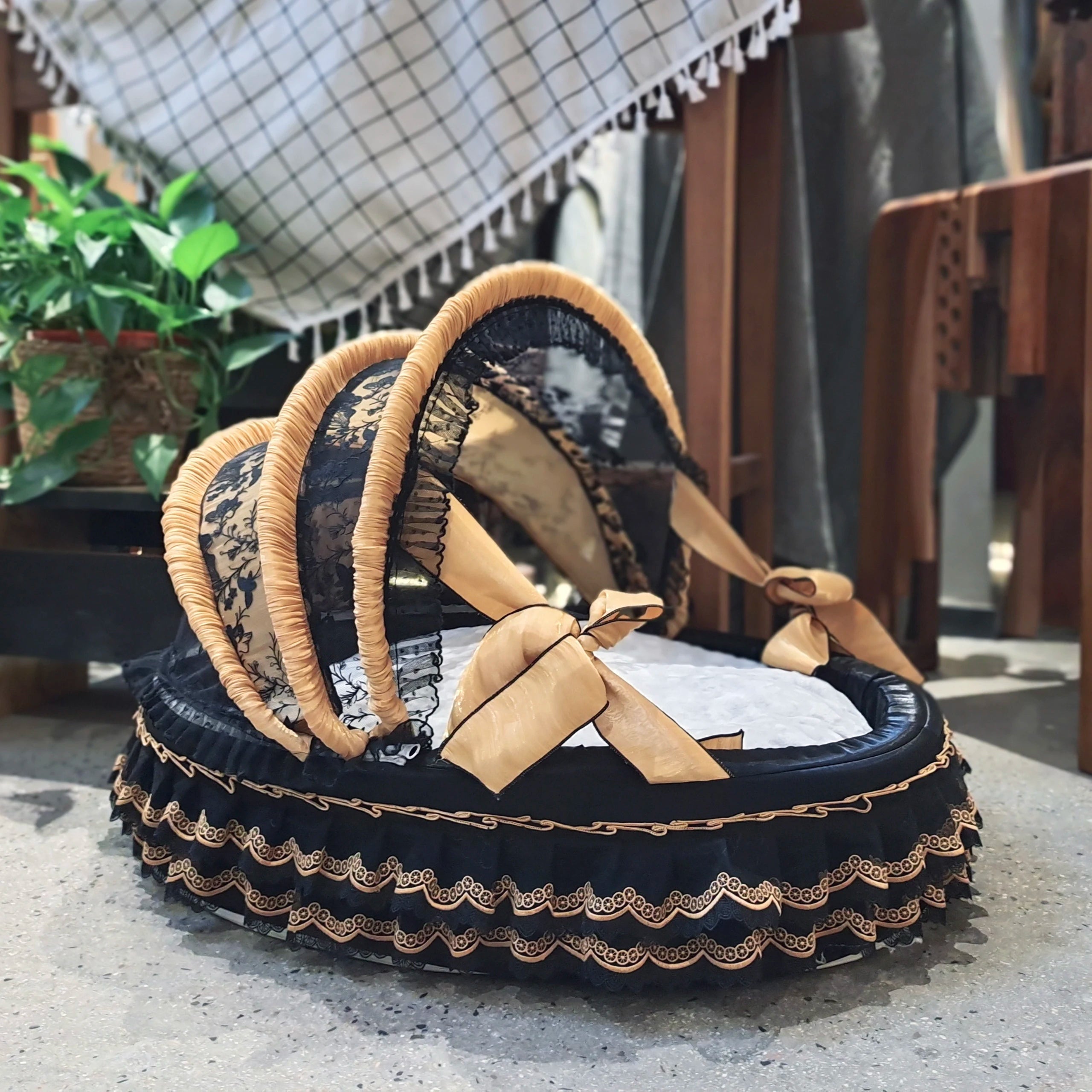 【 Top Stream Cute Pet Artifact 】 Dreamy Pet Home Dark Series Pet Cradle Bed Detachable and Washable Custom Cat and Dog Marzis