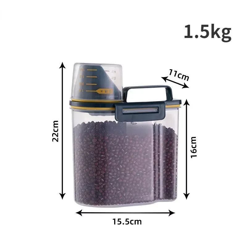 1.5kg/2kg Measuring Cup Food Store Container Dog Cat  Pail Plastic Tank with Moisture-Proof Sealed Jar Pet Supplies Accessories
