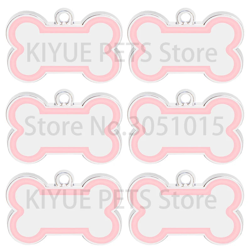 Wholesale 100Pcs 10 Colorful Cute Engraved ID Dog Tag Bone DIY Dog Id Tags For Dog Cat Personalized Collars Pet Accessories