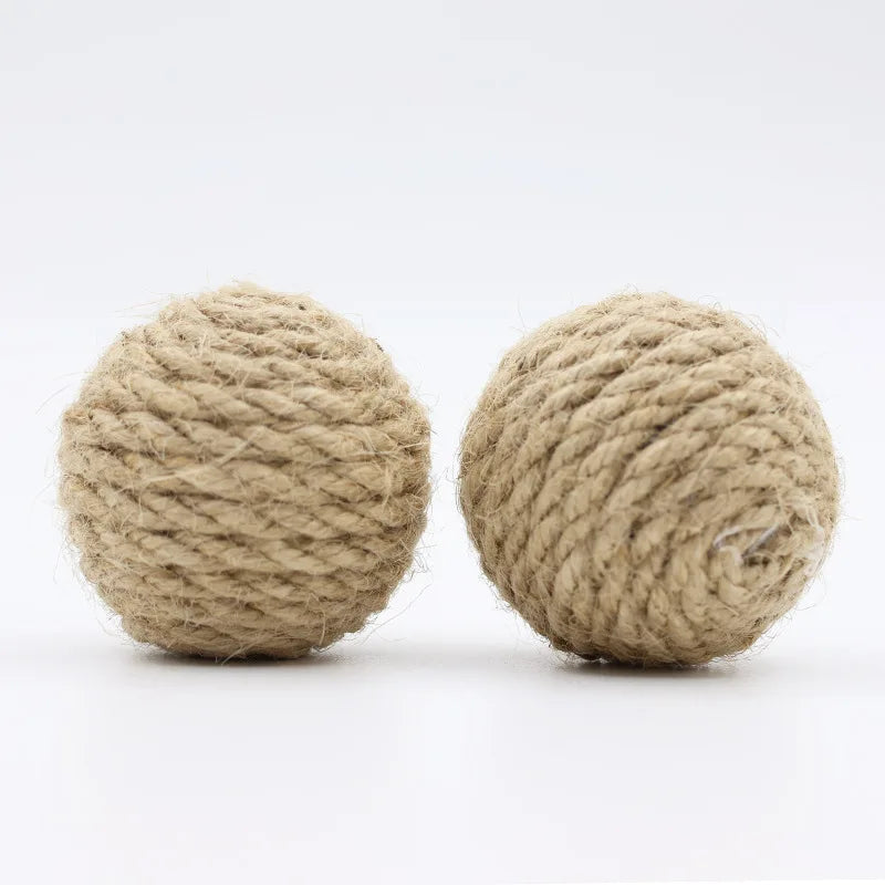 Eco-Friendly 4.5CM Sisal Ball Pet Toy with Sand, Natural Chew Toy for Cats, Biodegradable Fetch Ball