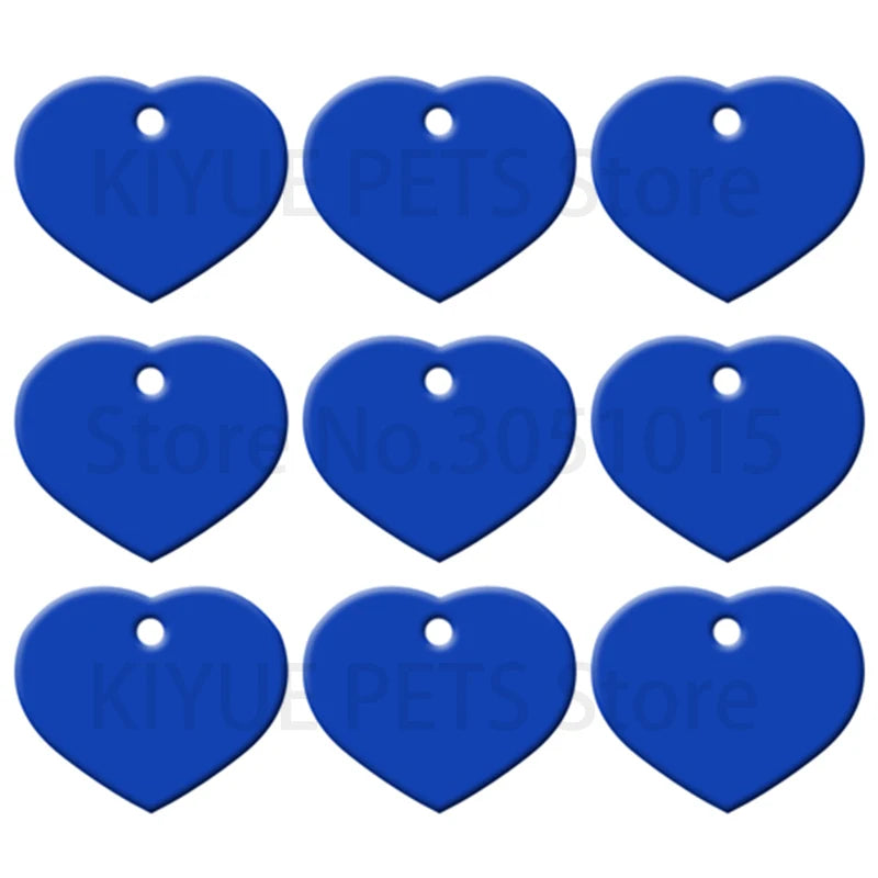Wholesale 100Pcs Heart Dog Tag Pet ID tags customize Aluminum Anodizing Blank Name Tag Collar Charm Pendant Wedding Decoration